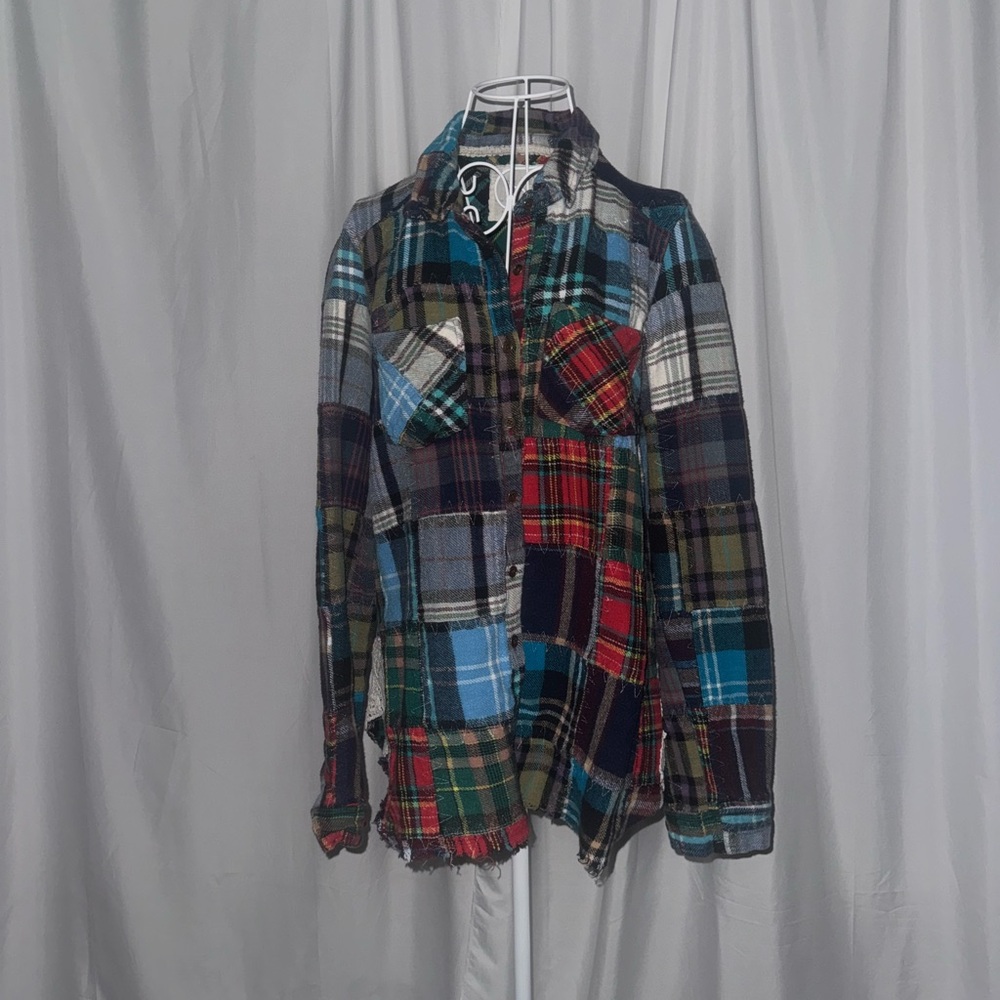 We The Free Free People Lost in Plaid Flannel Shirt RARE - Picture 4 of 11